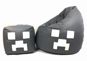 Pufa Fotel XXL Szara Buźka z kostką